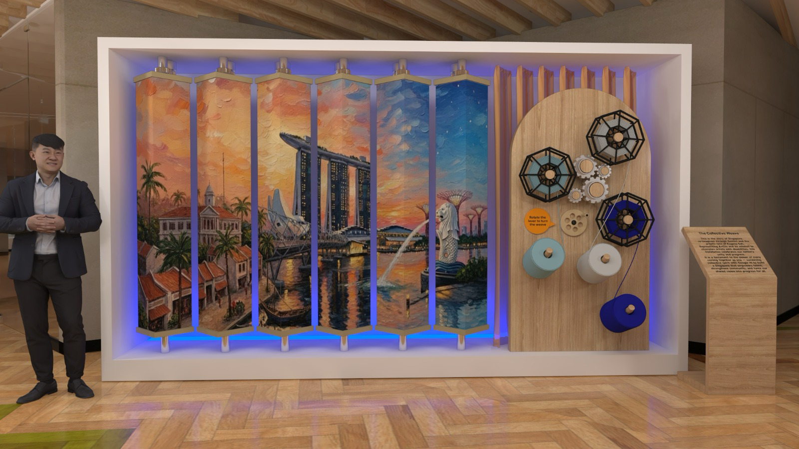 Majulah AI Zone — Architectural Scale, Bold Typographic Installation